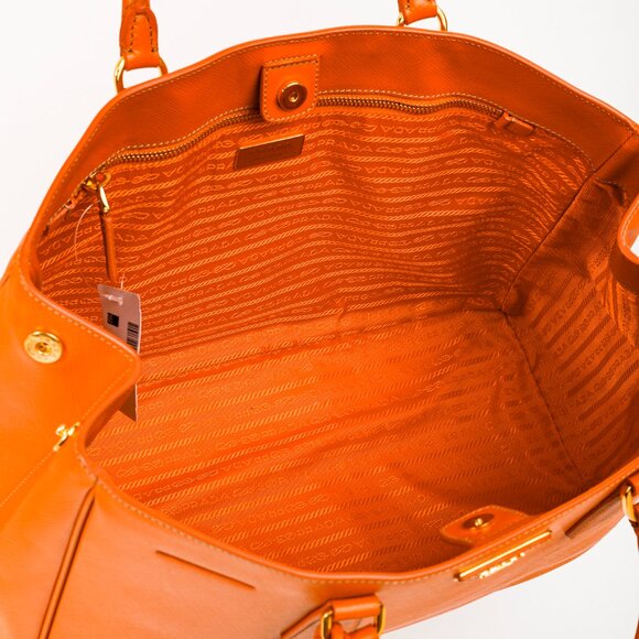 Prada Orange Papaya Saffiano Lux Tote Bag BN1844 - Picture 13 of 15